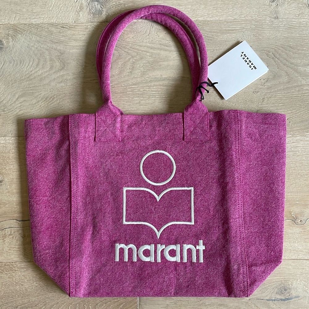 NWT Isabel Marant Yenky Small Washed Canvas Tote Bag in Pink. - Picture 3 of 7